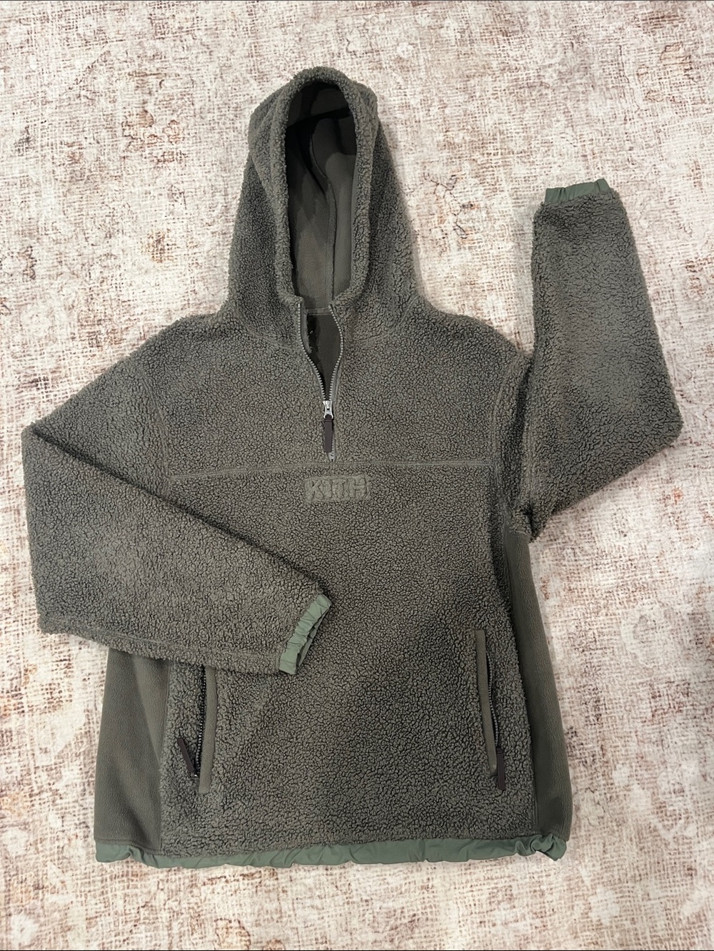 Kith Olive Sherpa Half-Zip Hoodie
